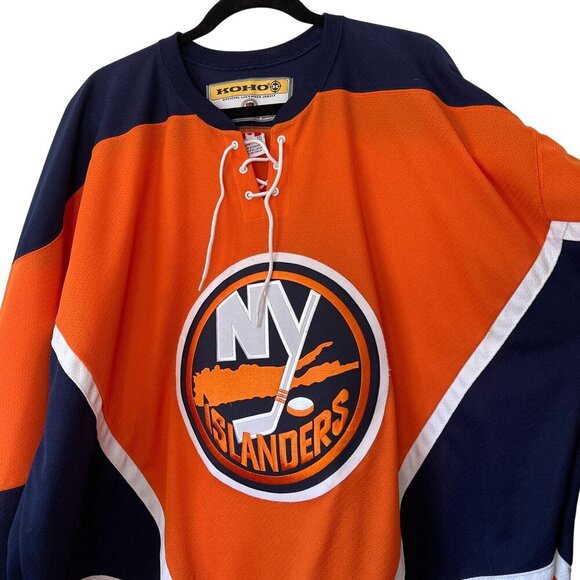 Koho NHL Islanders Licensed Jersey XXL Orange/Navy Adult Air-Knit Hockey Shirt - Picture 4 of 9